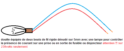 lampe test douille et deux fils